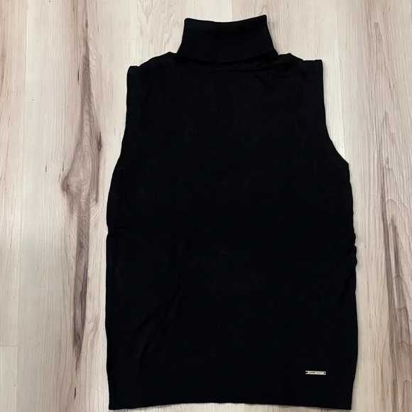 Anne Klein Black Knit Sleeveless Turtleneck - Picture 1 of 7